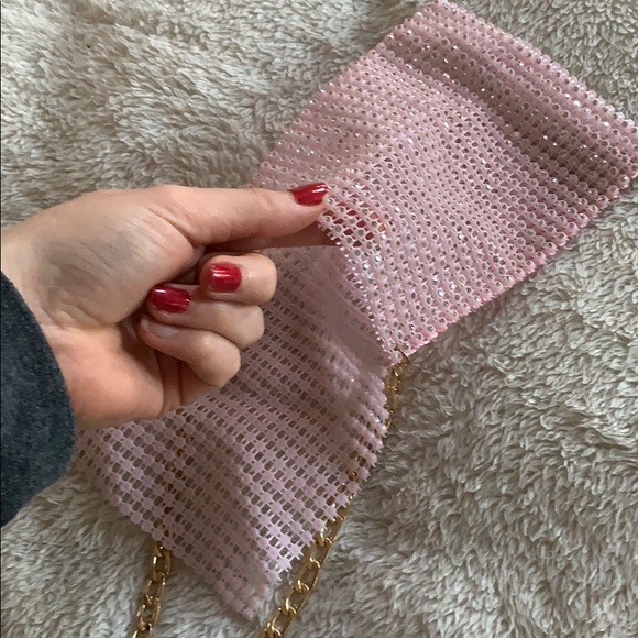 NEW LF trendy sparkle pink mini shoulder bag gold - Picture 6 of 6